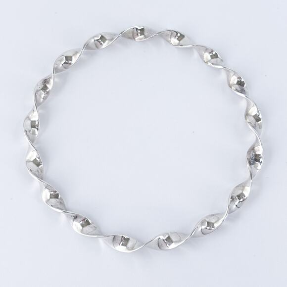 Vintage Sterling Silver 925 Twisted Bangle Bracelet 7.25” - Picture 3 of 7